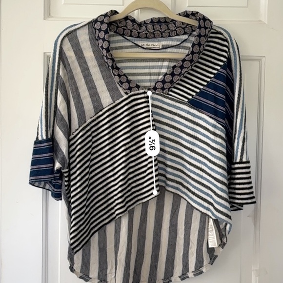 We the Free Patchwork Floral Oversized Top | Blue and White - Picture 3 of 3